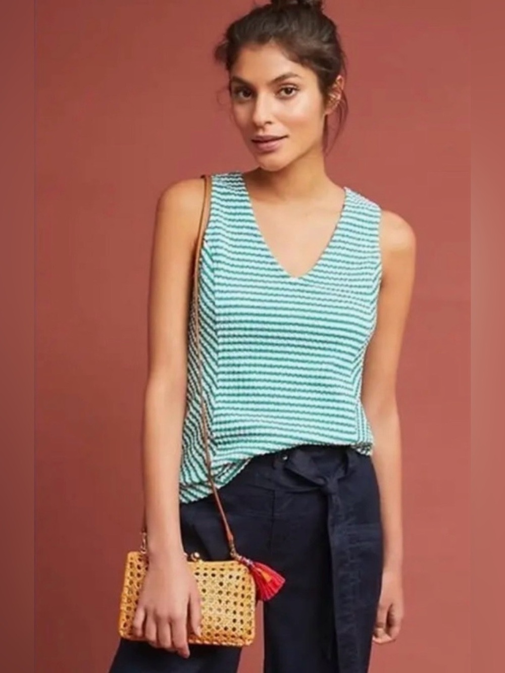 *New Anthropologie Maeve | Franconia Striped V neck tank Sz small